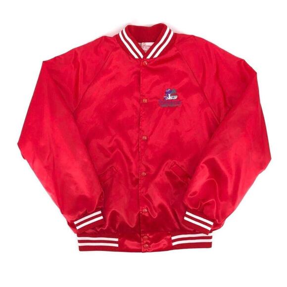 80s Hemingways Orange Beach Alabama satin bomber jacket - Picture 1 of 4